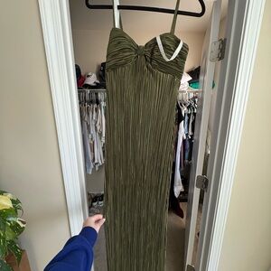 Azazie Olive Green Knotted Maxi Dress